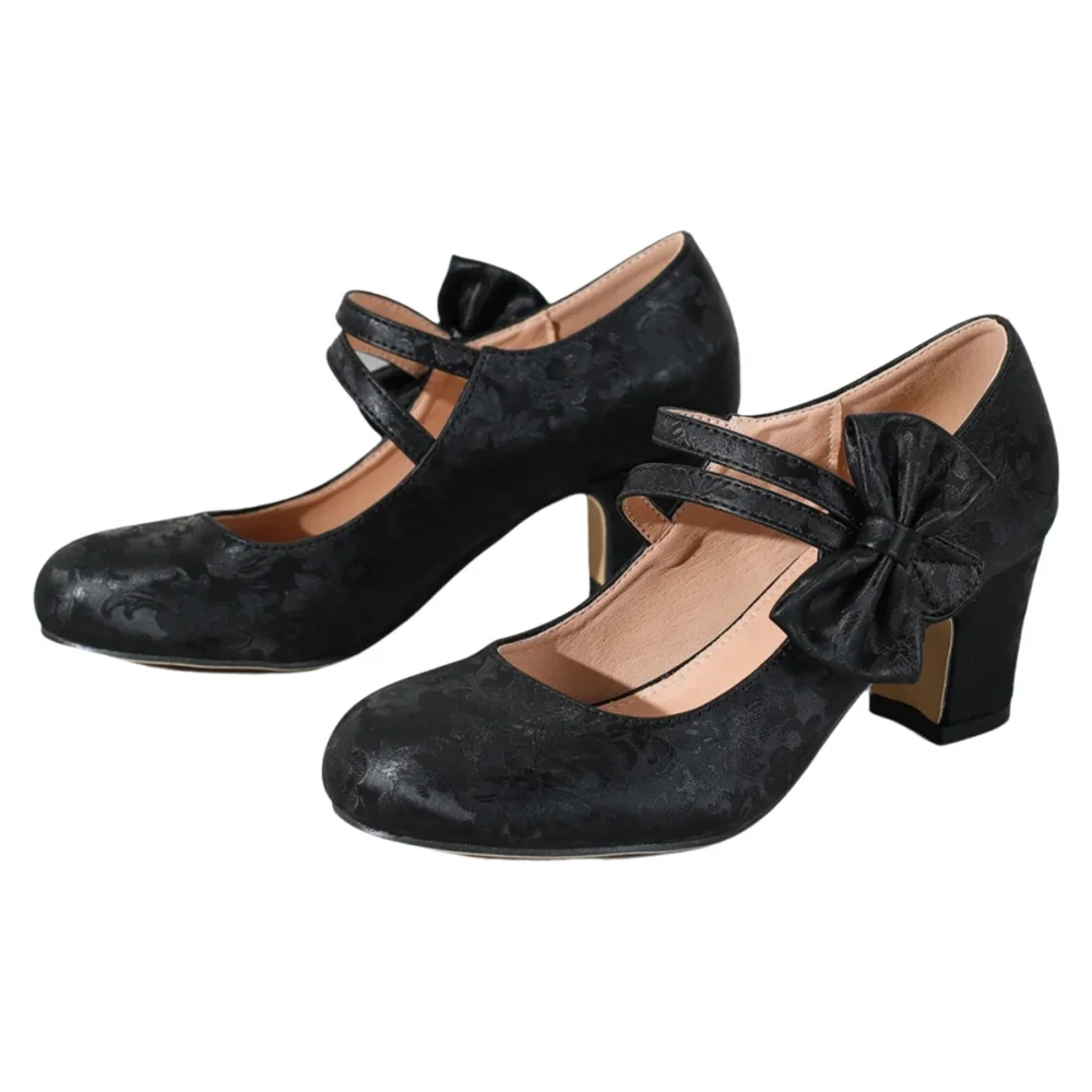 Women Formal Wear Shoes - Große Damenschuhe mit Schleife, Mary Jane,